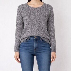 Equipment Femme Shane Cashmere Marled Crewneck Sweater Black Ivory Large NWT